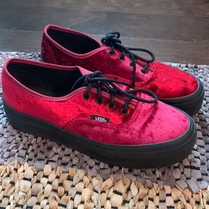 red velvet platform vans